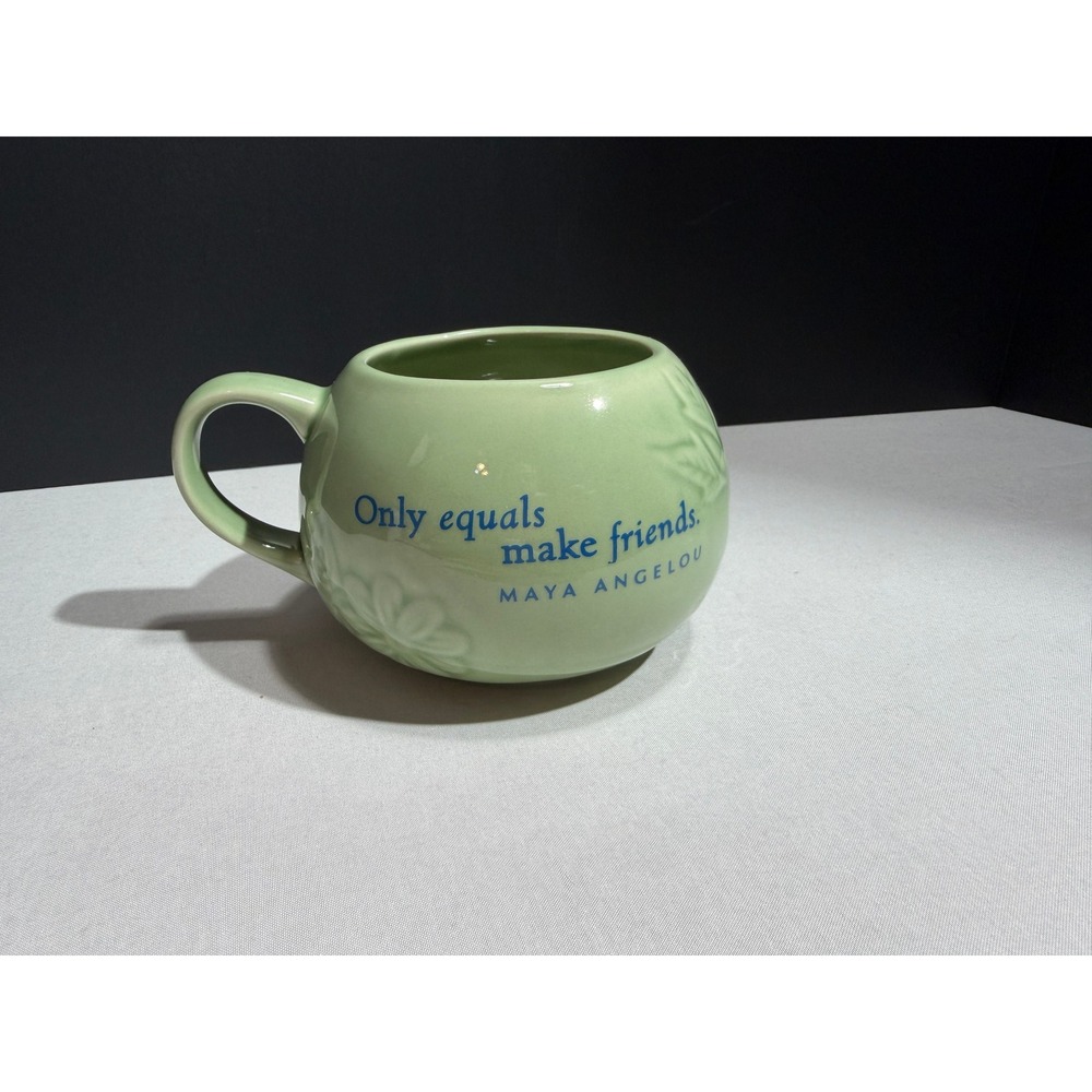 Hallmark Maya Angelou Quote Mug Sage Green Floral Embossed Ceramic 2003